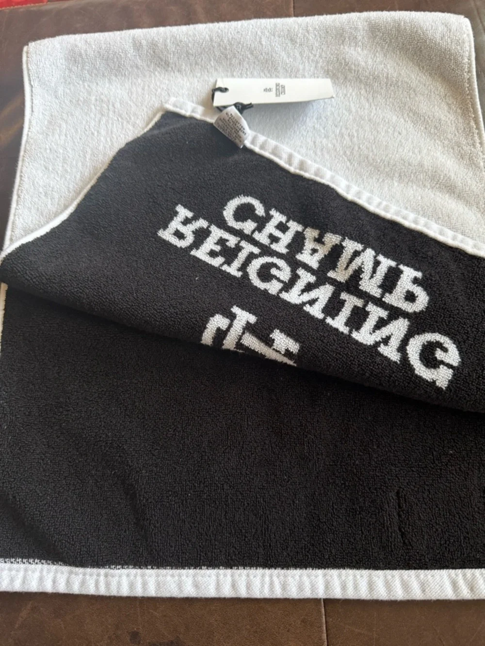 Reigning Champ White Hand Towel with Black Logo
